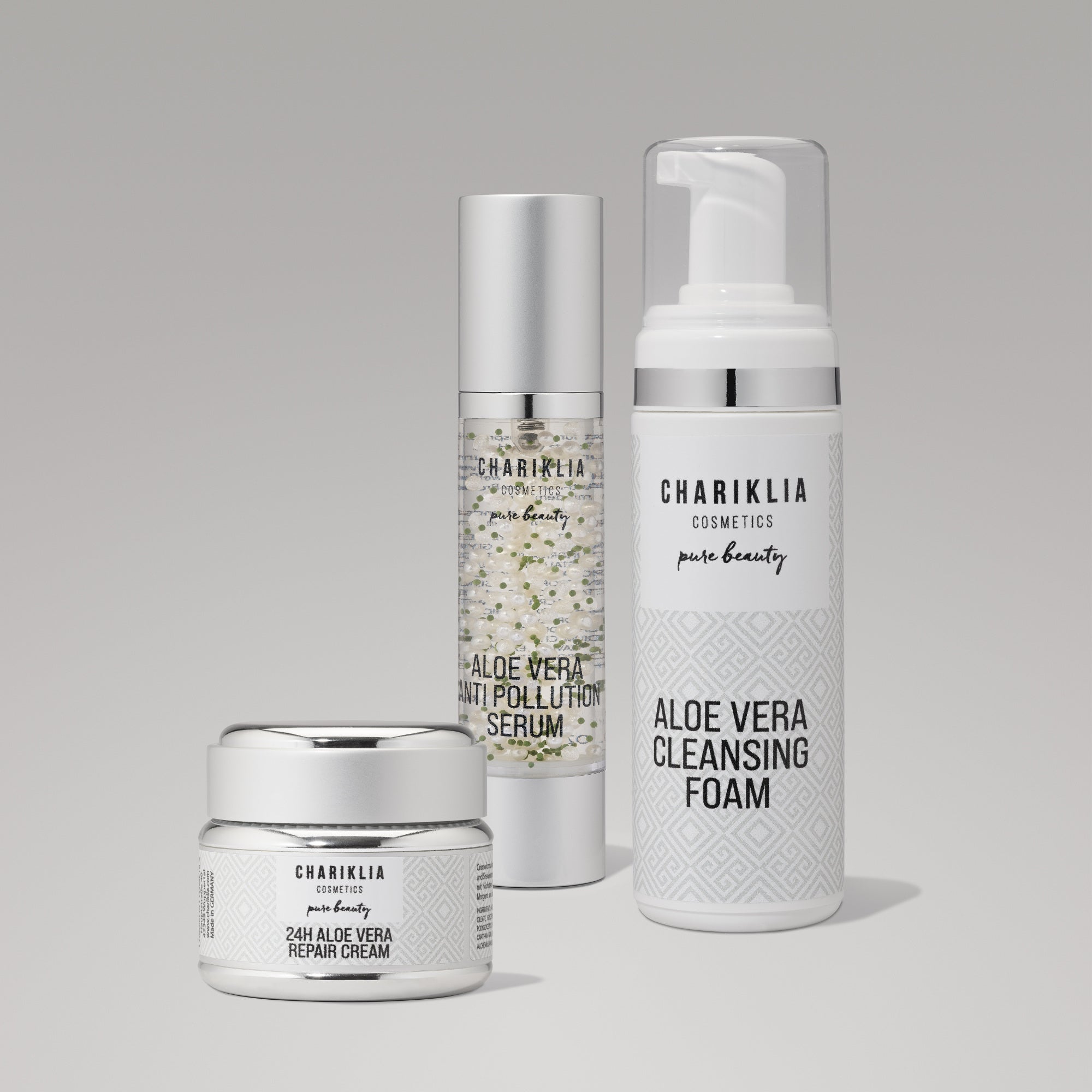 BUNDLE- ALOE VERA CLEANSING FOAM / ALOE VERA ANTI POLLUTION SERUM / 24h ALOE VERA REPAIR CREAM